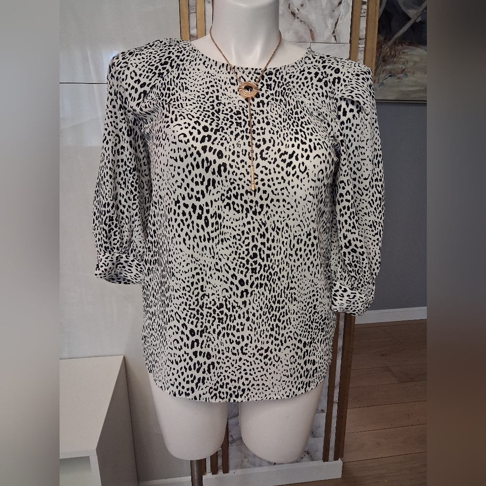 Worthington Black and White Animal Print Blouse